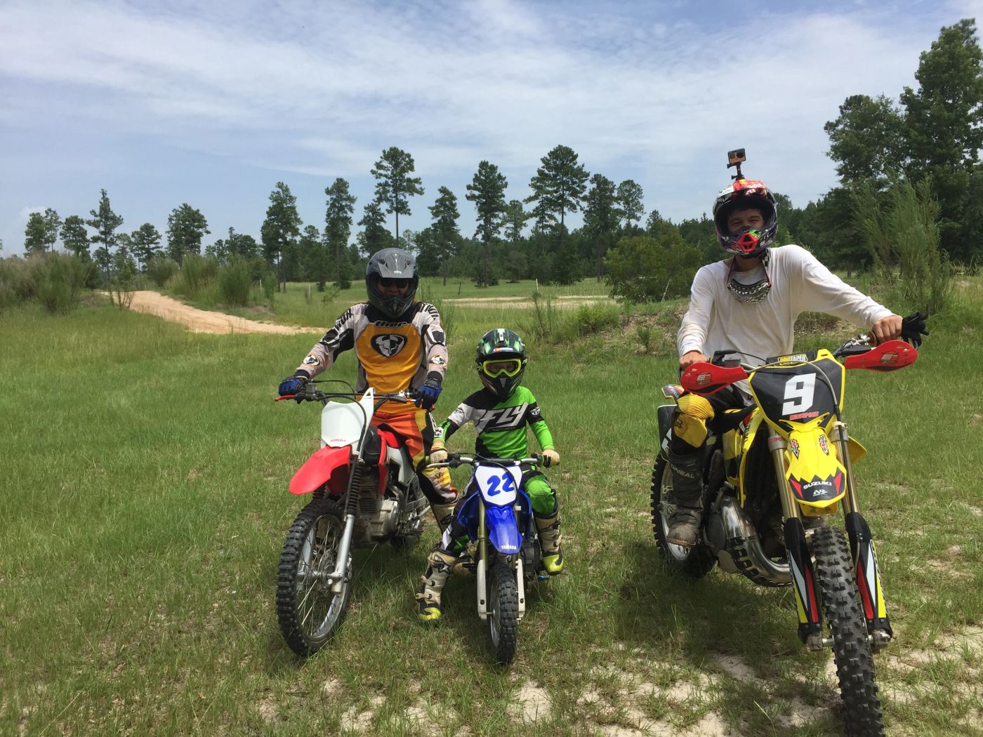 Three generations out riding dirt bikes together